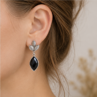 Lenore – Handgemaakte Obsidiaan Oorbellen – Winter Solstice | Made by Melissa