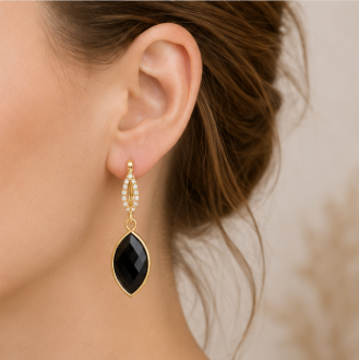 Rinka – Handgemaakte Obsidiaan Oorbellen – Winter Solstice | Made by Melissa