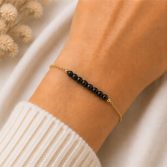 Obsidiaan - Handgemaakte Fijne Edelsteenarmband – Winter Solstice