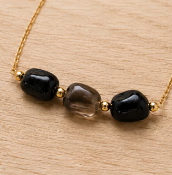 Protection & Grounding – Intentieketting met Zwarte Toermalijn, Rookkwarts & Obsidiaan