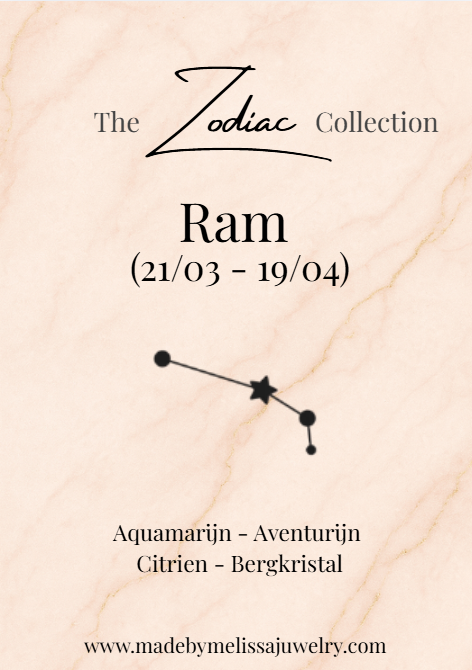 Ram Zodiac Armband – Aquamarijn, Aventurijn, Citrien & Bergkristal