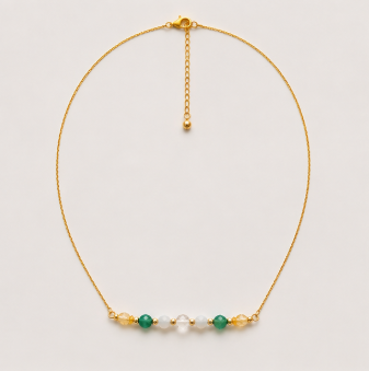 Ram Zodiac Ketting – Aquamarijn, Aventurijn, Citrien & Bergkristal