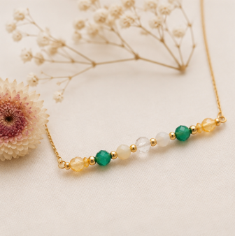 Ram Zodiac Ketting – Aquamarijn, Aventurijn, Citrien & Bergkristal