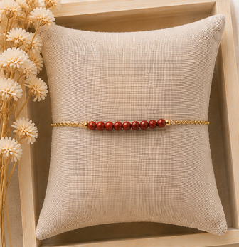 Rode Jaspis - Handgemaakte Fijne Edelsteenarmband – Winter Solstice