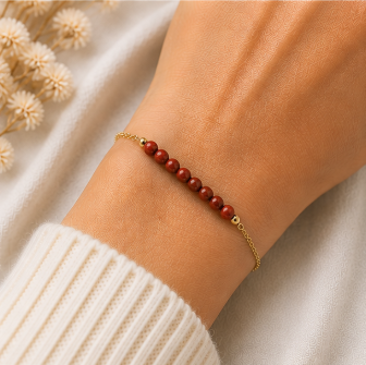 Rode Jaspis - Handgemaakte Fijne Edelsteenarmband – Winter Solstice