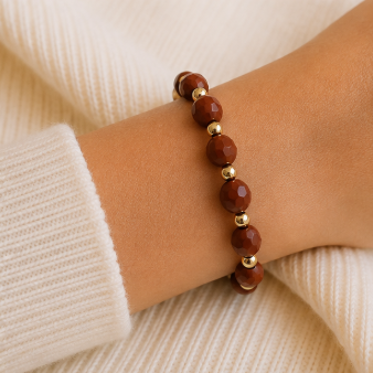 Rode Jaspis - Handgemaakte Gefacetteerde Edelsteenarmband  – Winter Solstice Collectie