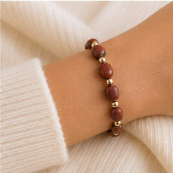Rode Jaspis - Handgemaakte Organische Edelsteenarmband – Winter Solstice Collectie