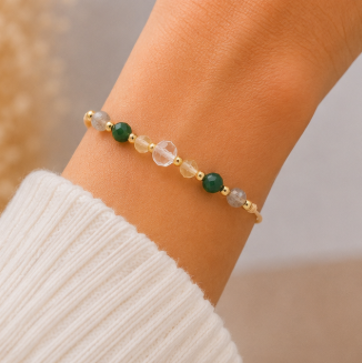 Schorpioen Zodiac Armband – Malachiet, Citrien, Bergkristal & Labradoriet