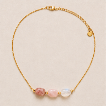 Self Love – Intentieketting met Aardbeienkwarts, Rozenkwarts & Maansteen