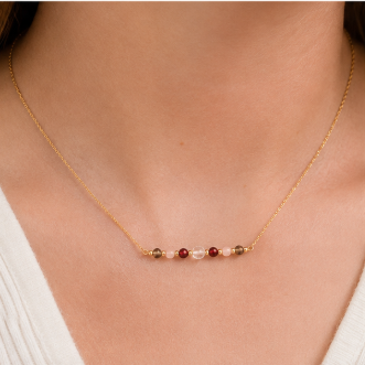 Steenbok Zodiac Ketting – Granaat, Rozenkwarts, Bergkristal &amp; Rookkwarts