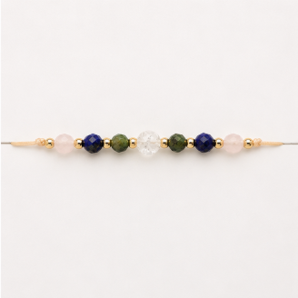 Stier Zodiac Armband – Smaragd, Lapis Lazuli, Bergkristal & Rozenkwarts