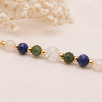 Stier Zodiac Armband – Smaragd, Lapis Lazuli, Bergkristal & Rozenkwarts