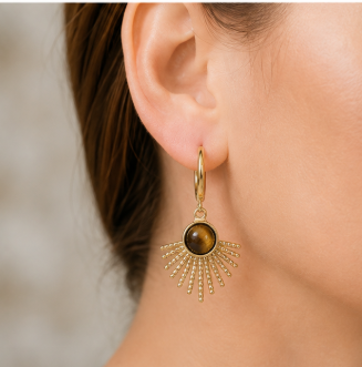 Solara – Handgemaakte Tijgeroog Oorbellen – Wild Spirit | Made by Melissa