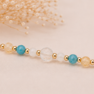 Tweelingen Zodiac Armband – Maansteen, Apatiet, Bergkristal & Citrien
