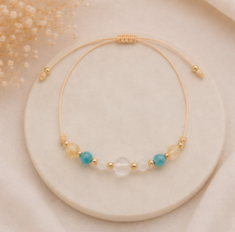Tweelingen Zodiac Armband – Maansteen, Apatiet, Bergkristal & Citrien