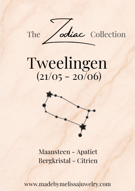 Tweelingen Zodiac Armband – Maansteen, Apatiet, Bergkristal & Citrien