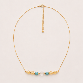 Tweelingen Zodiac Ketting – Maansteen, Apatiet, Bergkristal &amp; Citrien