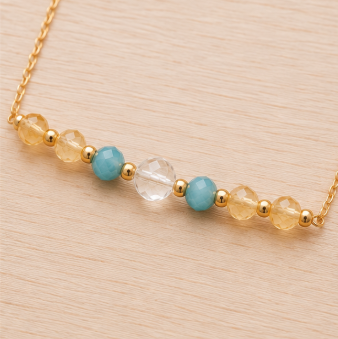 Tweelingen Zodiac Ketting – Maansteen, Apatiet, Bergkristal &amp; Citrien