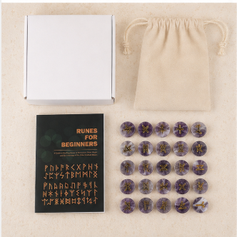 Luxe Viking Runes Set – Amethist – met Engelstalig Boekje (kopie)