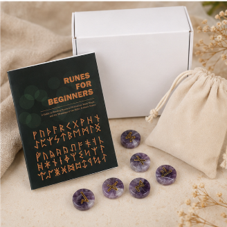 Luxe Viking Runes Set – Amethist – met Engelstalig Boekje (kopie)