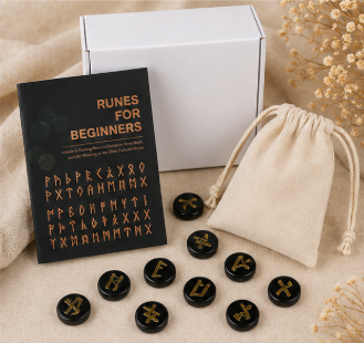 Luxe Viking Runes Set – Obsidiaan – met Engelstalig Boekje (kopie)