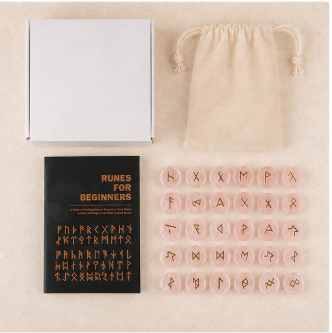 Luxe Viking Runes Set – Rozenkwarts – met Engelstalig Boekje (kopie)