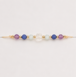 Vissen Zodiac Armband – Aquamarijn, Amethist, Bergkristal & Rozenkwarts