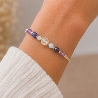 Vissen Zodiac Armband – Aquamarijn, Amethist, Bergkristal & Rozenkwarts