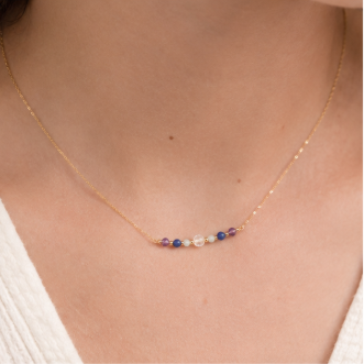 Vissen Zodiac Ketting – Amethist, Sodaliet, Bergkristal & Aquamarijn