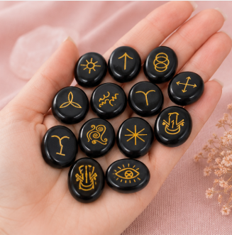 Witches Runes – Obsidiaan – 13-delige edelstenen runenset