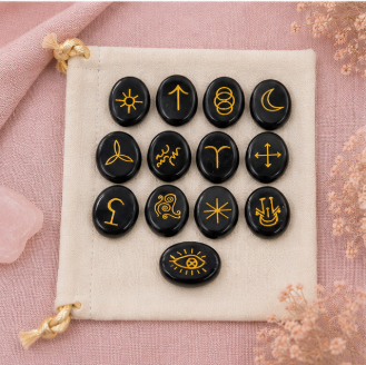 Witches Runes – Obsidiaan – 13-delige edelstenen runenset