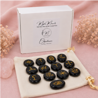 Witches Runes – Obsidiaan – 13-delige edelstenen runenset