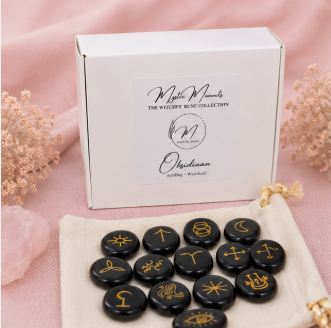 Witches Runes – Obsidiaan – 13-delige edelstenen runenset