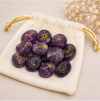 Witches Runes – Amethist – 13-delige edelstenen runenset