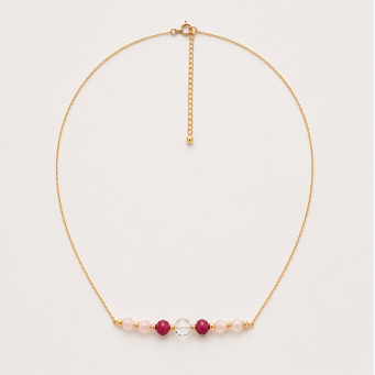 Kreeft Zodiac Ketting – Maansteen, Robijn, Rozenkwarts &amp; Bergkristal