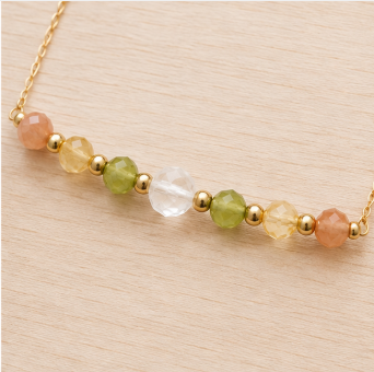 Leeuw Zodiac Ketting – Peridoot, Zonnesteen, Bergkristal & Citrien