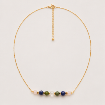 Stier Zodiac Ketting – Smaragd, Lapis Lazuli, Bergkristal & Rozenkwarts
